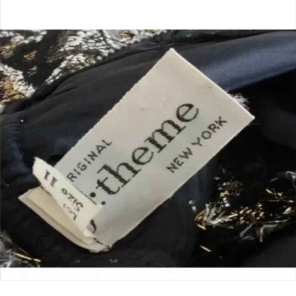 Vintage 1970s Metallic Lurex Brocade Cocktail Dress Gold Silver Black Size 11 - Picture 13 of 13